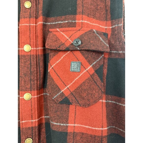 ROARK Red & Black Plaid Poly Wool Sleeveless Button-Up Flannel Vest Men's Sz M - Picture 3 of 6